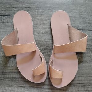 Kionas Handmade Genuine Leather Greek Toe Ring Sandals Minimalist Size 9